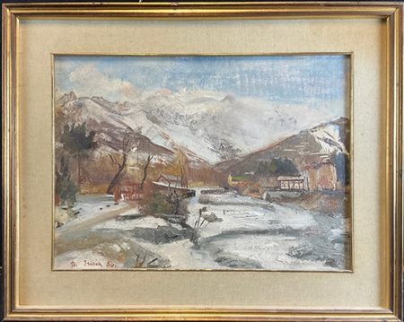 Donato Frisia "Bardonecchia" 1950
olio su tela (cm 50x70)
firmato e datato in ba