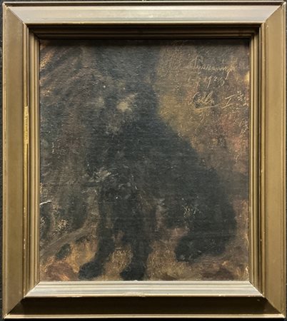Carlo Cazzaniga "Zwergschnauzer" 1925
olio su cartone (cm 40x34)
firmato, datato