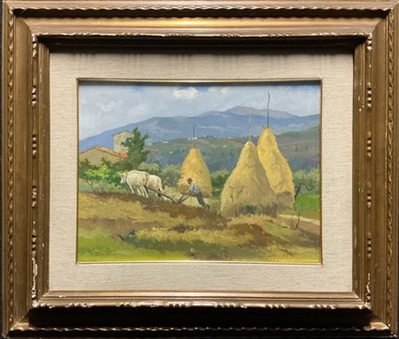 Gino Danti "Aratura" 
olio su compensato (cm 30x40)
firmato in basso a sinistra