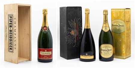 Lotto copmosto da 13 bottiglie, tra cui alcune magnum, di spumanti. Notati un P