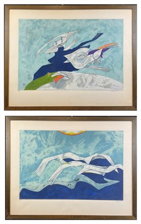 Gianni Dova "Senza titolo" 1969
due serigrafie a colori
cm 67x87
firmate, datate