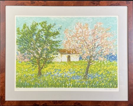 Michele Cascella "Campagna abruzzese" 1988
serigrafia a colori
immagine cm 41,5x