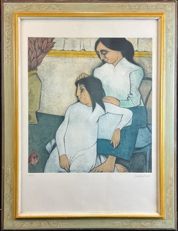 Domenico Cantatore "Senza titolo" 
acquaforte e acquatinta a colori
cm 70x49
fir