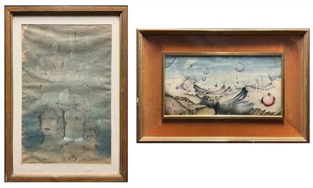 Giovanni Macciotta Lotto composto da un olio su masonite e una tecnica mista su