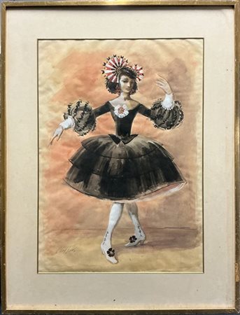 CARL TOMS "senza titolo", acquerello su carta (cm 71x52) firmato in basso a sini