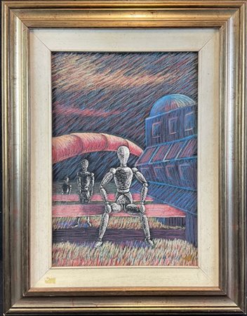 ETTORE MORO "Robot" 
tecnica mista su carta
cm 50x34
firmato in basso a sinistra