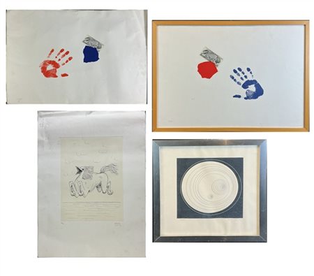 Lotto composto da una litografia astratta di Ciuti (cm 29,5x29,5) firmata e num