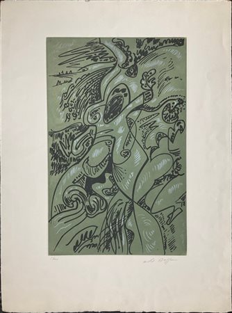 AndrÃ© Masson "Senza titolo" 1974
acquatinta a colori
(lastra cm 46,5x30,5; fogli