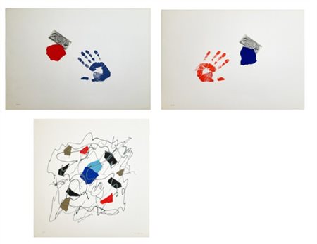 Giulio Turcato tre litografie a colori di misure diverse
due cm 50x70; 
una cm 6