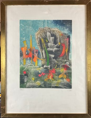 Roberto Matta "NinphÃ©e" 1981
acquaforte e acquatinta a colori
(lastra cm 42x31,5