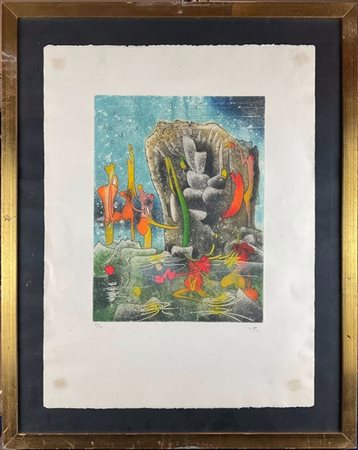 Roberto Matta "NinphÃ©e" 1981
acquaforte e acquatinta a colori
(lastra cm 42x31,5