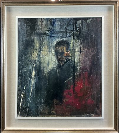 Firma indecifrata "Senza titolo" 1961
tecnica mista su tela
cm 59x49
firmato e
