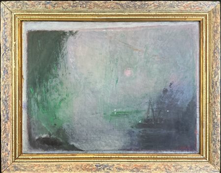 Luiso Sturla "Rimorchiatore nel porto di Chiavari" 
olio su tela
cm 61x81
firmat