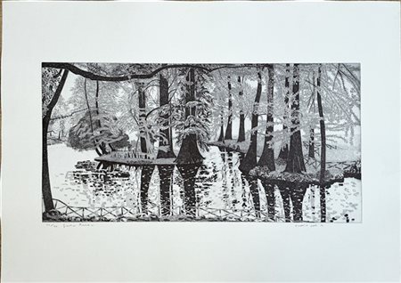 Federica Galli "Giardini pubblici" 1989
acquaforte
(lastra cm 39x79,5; foglio cm