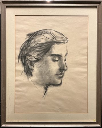 Giacomo Manzù "Ritratto" 1958 circa
carboncino su carta
cm 61x46. In cornice (li