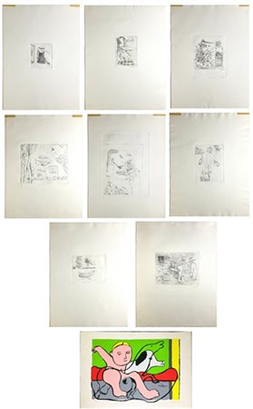Gino Meloni Cartella contenente otto acqueforti e una litografia a colori di sog