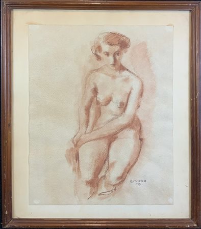 Gino Moro "Nudo femminile" 1955
disegno a sanguigna su carta
cm 50x39
firmato e