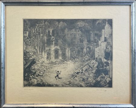 Andre Devambez "Le fou (dalla serie Guerre 1914-1918)" 
acquaforte acquatinta -