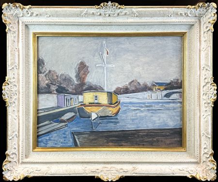 Orfeo Tamburi "Il battello Giallo" Anni '50
olio su tela
cm 45x60
firmato in bas