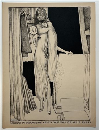 Alberto Martini "Portrait de la marquise Casati dans mon atelier à Paris" 
helio