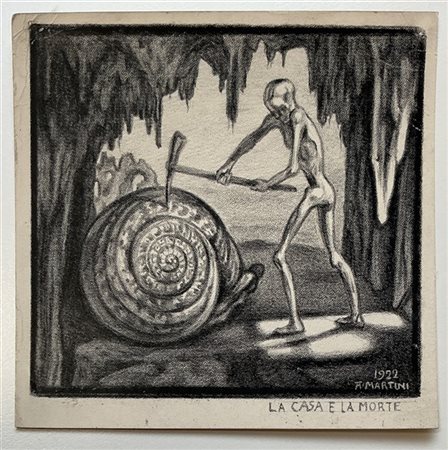 Alberto Martini "La casa e la morte" 1922
pastello a cera su carta
cm 12,5x13,8