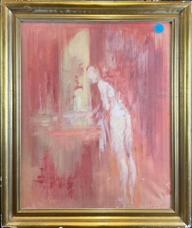 Giuseppe Ajmone "Allo specchio" 1967
olio su tela
cm 73x60
firmato e datato in b