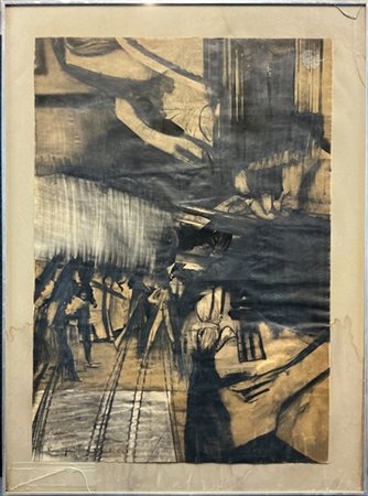 Bepi Romagnoni "Racconto" 1962
tecnica mista e collage su carta
cm 69,5x50
firma