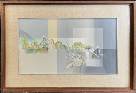Sandro Somarè "....nella casa" 1965
tecnica mista su tela
cm 33x59. In cornice (