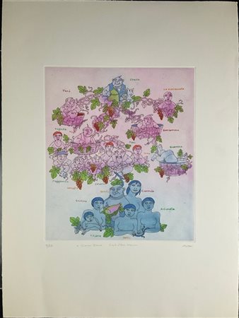 Francesco Tullio Altan "Senza titolo" 
acquaforte a colori
(lastra cm 38x32; fog