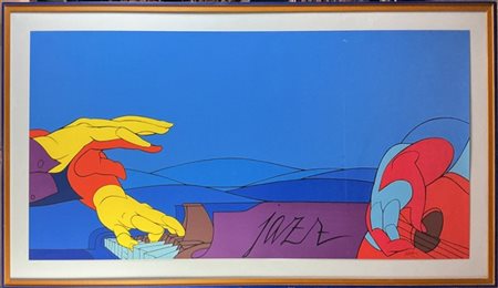 Valerio Adami "Jazz" 
serigrafia a colori - prova d'artista
cm 75,5x159,5
firmat