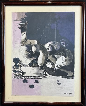 Graham Sutherland "La foresta, il fiume, la roccia" 1972
litografia a colori
cm