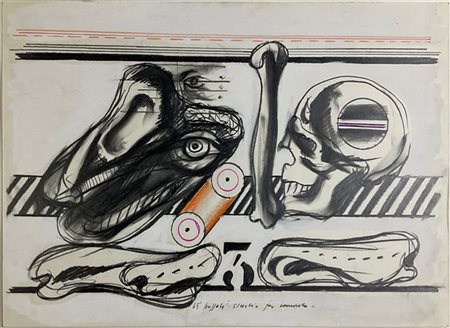 Concetto Pozzati "Senza titolo" 1965
tecnica mista su carta
cm 35x50
firmata, da