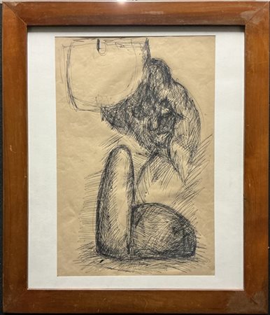 Andrea Cascella "Senza titolo" 
inchiostro su carta
cm 53,5x35,5
In cornice, dif