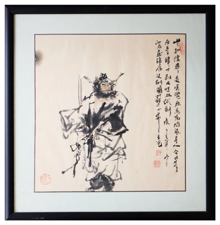 Anonimo orientale, Figura di guerriero con iscrizioni calligrafiche in caratteri cinesi