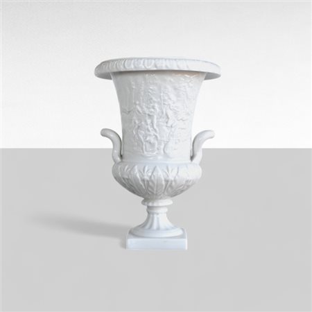 Vaso Medici in porcellana bianca, Richard Ginori serie artistica Capodimonte