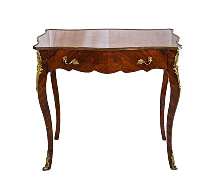 Tavolo scrivania in palissandro e bronzo dorato