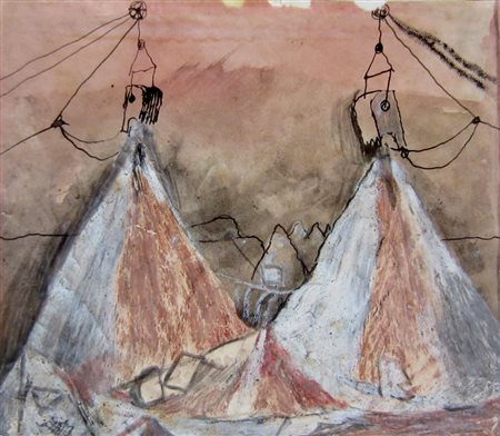 GRAHAM SUTHERLAND Dragline depositing overburden 1943 Tecnica mista su carta...