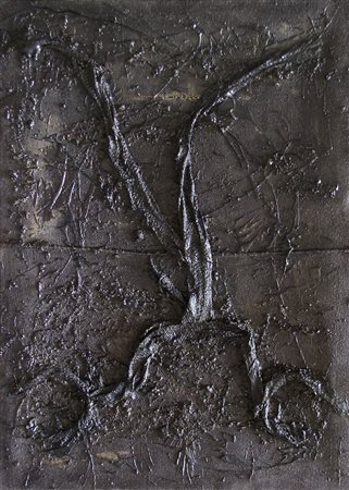 FRANCO BEMPORAD Senza titolo 1954 Catrame e corda su masonite 150x120 cm...