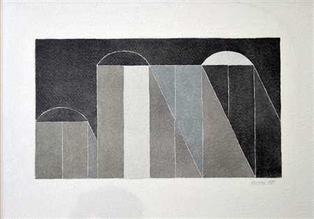 GIUSEPPE UNCINI Dimore 1981 Acquerello 16x28 cm Firmato in basso a destra:...