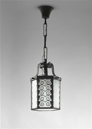 Pier Luigi Colli Lampada a sospensione. Torino, anni '30. Metallo e vetro acidat