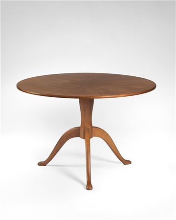 Carl Malmsten Tavolo. Anni '50. Legno massello e impiallacciato. Marcato a fuoco