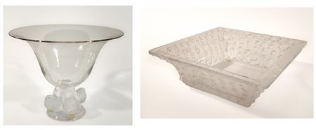 Lalique Una coppa decorata con uccellini e un centrotavola. Francia, seconda met