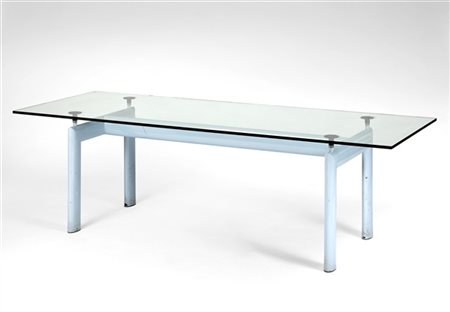Tavolo imitante il tavolo modello LC6 di Le Corbusier. (con piano in legno: cm