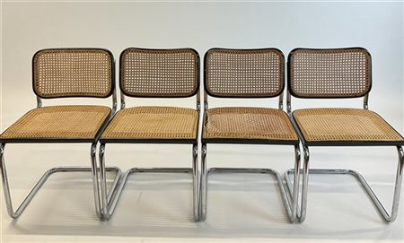 Marcel Breuer Lotto di quattro sedie modello "Cesca". Produzione Gavina, San Laz