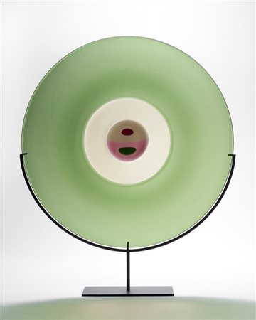 Tapio Wirkkala Piatto. Venini, Murano, 1986. Vetro soffiato a incalmo trasparent