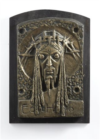 Carlo Pizzi "Ecce Homo"
Scultura ad altorilievo in bronzo patinato, montata su s
