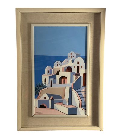 Vincenzo Pugliese - Dipinto su cartoncino, raffigurante Paesaggio marino....
