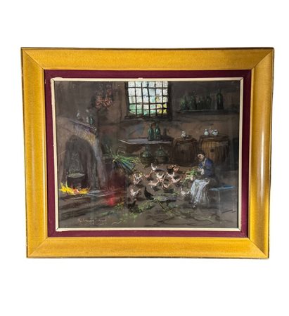 R.CARIGNANI - Dipinto olio e gessetto su tavola, periodo XX secolo scuola...