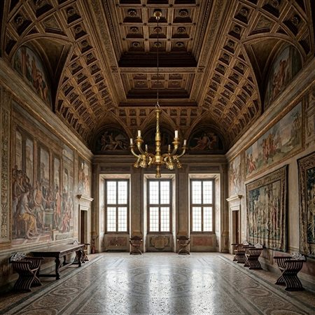 Lampadario in legno dorato