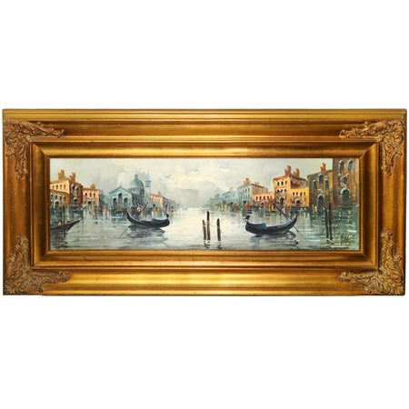 Canal Grande di Venezia con gondole, Early 20° secolo oil on canvas